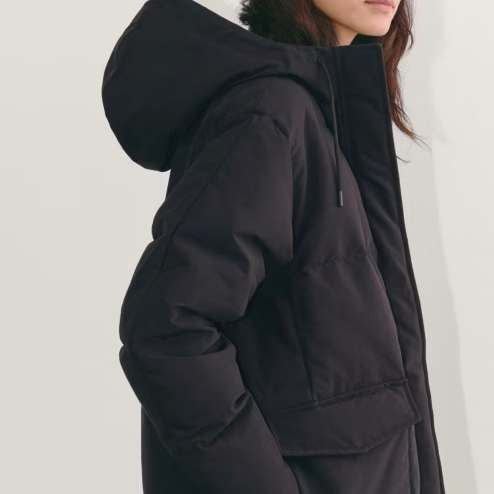 NEW Everlane Renew Long Black Puffer Coat w Hood S - Picture 4 of 16